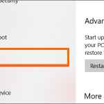 Windows Restart button Update and Security Recovery