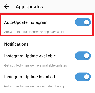 Turn Off Automatic Updates On Instagram