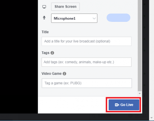 Go live On Facebook Page