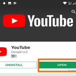 Android Playstore YouTube Open