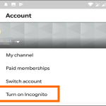 Android Playstore YouTube Open Profile Option Turn on Incognito