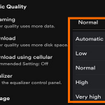 Android Spotify Your Library Settings Streaming option Select
