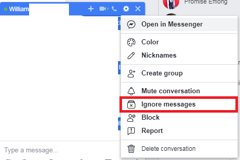 How To Ignore Messages On Facebook