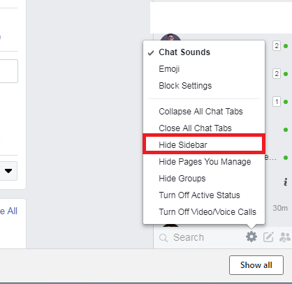 hide the sidebar on Facebook