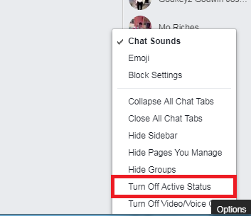 turn off active status on Facebook