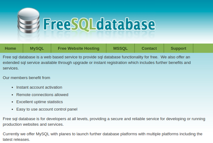 Бесплатный хостинг ссылок. Бесплатная MYSQL база данных. Бесплатный хостинг для базы данных. MYSQL хост.