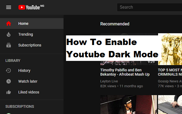 How to Enable Youtube Dark Theme