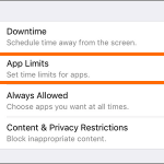 iPhone Settings Screen Time App Limits