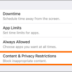 iPhone Settings Screen Time Content And Privacy