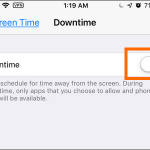 iPhone Settings Screen Time Downtime Switch
