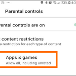 Android Play Store Google Play Menu Settings Parental Controls Apps and Games