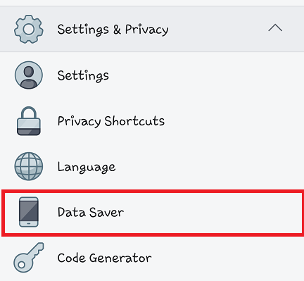 Turn on Data Saver On Facebook