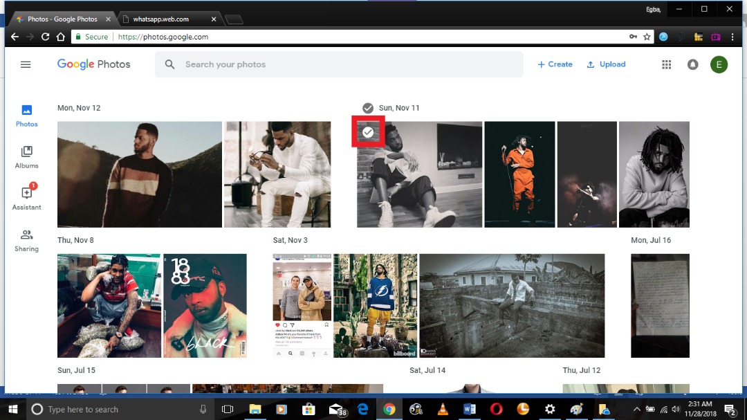 create an album on Google photos