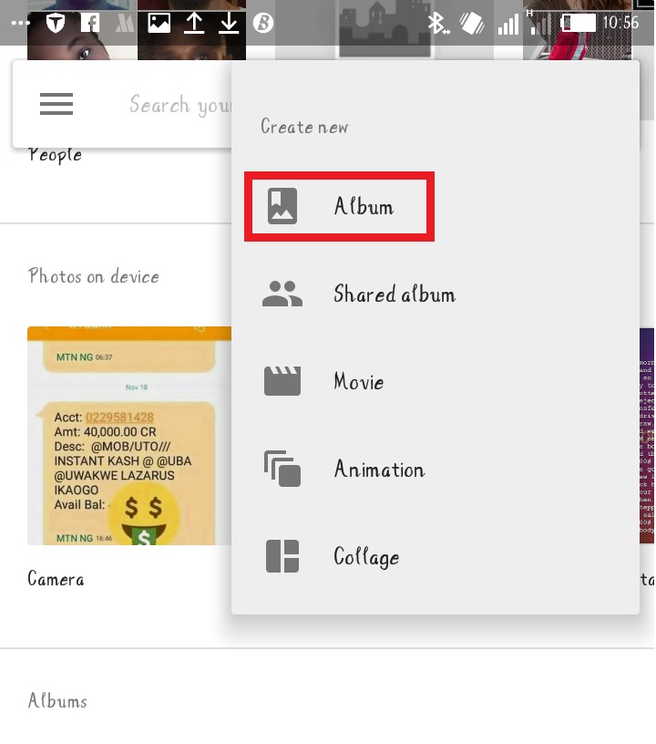 create an album on Google photos 