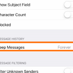 iPhone X Settings Messages Scroll Up Messages Keep Messages