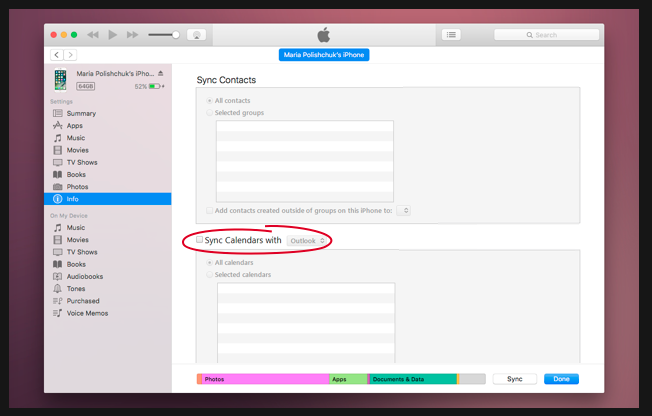 Syncing Mac with iPhone