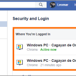 Facebook Drop Down Menu icon Settings Security and Login Login History