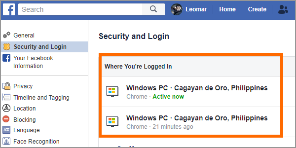 Facebook login