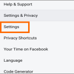Facebook Menu Settings and Privacy Settings