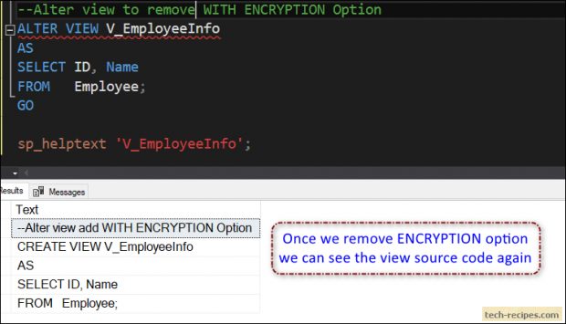 How To Create Encrypted View In SQL Server