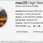 MacOS About Mac High Sierra
