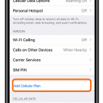 iPhone X Home Screen Settings Cellular Add Cellular Plan
