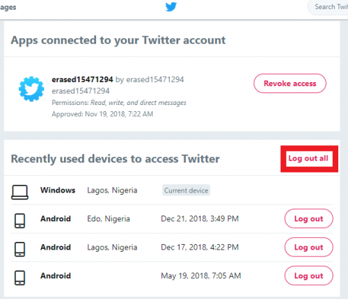 How To Log Out Of Twitter Account On All Devices At Once