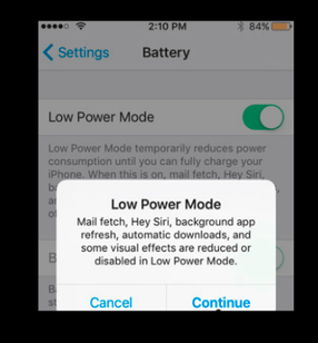 low power mode in iPhone