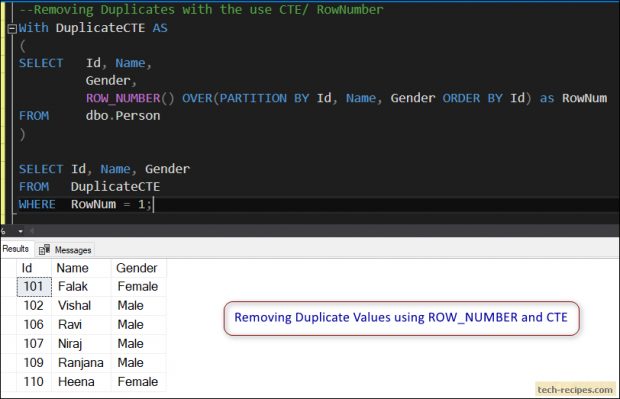 ROW_NUMBER - Removing Duplicates with ROW_NUMBER and CTE in SQL Server