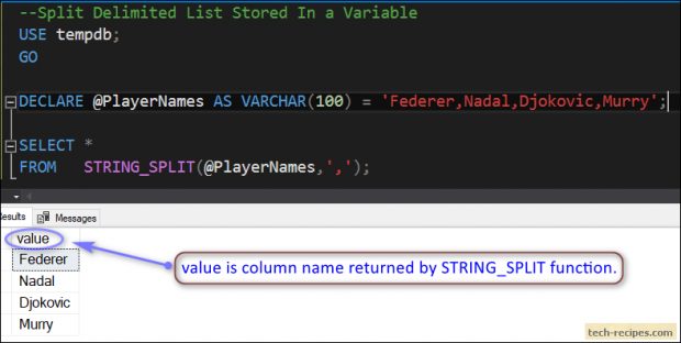 STRING_SPLIT - Split Delimited String In SQL Server