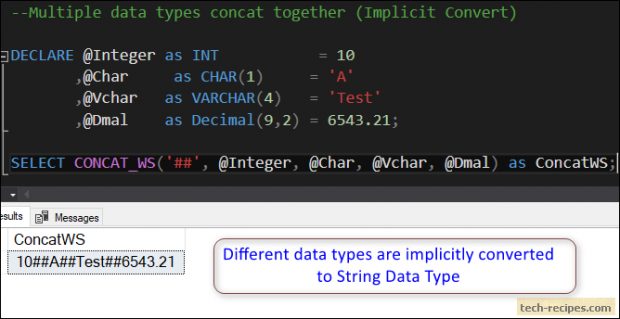 CONCAT_WS SQL Server