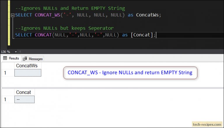 How to use concat ws function in sql server