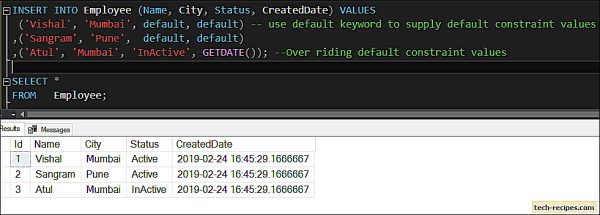 How To Use Default Constraint In SQL Server