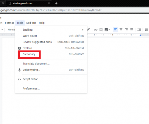 How To Use Dictionary On Google Docs