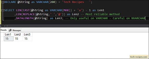 LEN and DATALENGTH In SQL Server