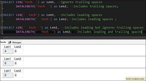 LEN and DATALENGTH In SQL Server