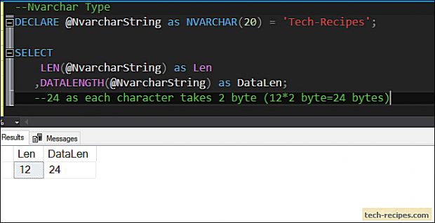 LEN and DATALENGTH In SQL Server