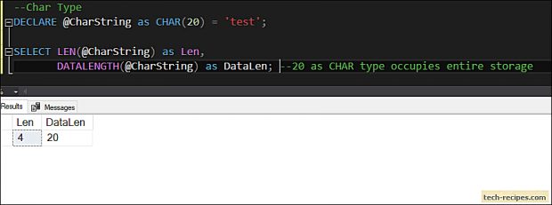 LEN and DATALENGTH In SQL Server