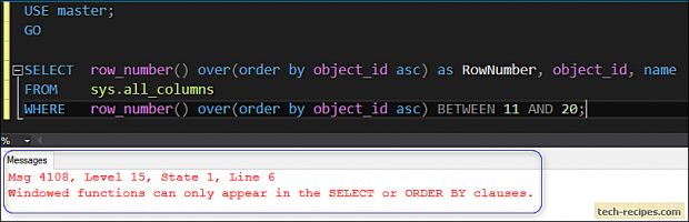 Pagination In SQL Server-ROW_NUMBER with CTE