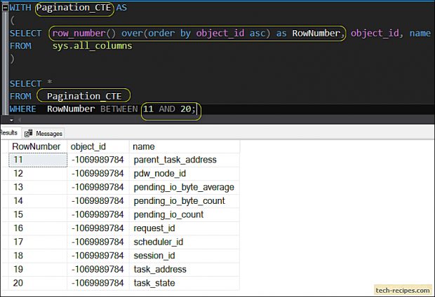 Pagination In SQL Server-ROW_NUMBER with CTE