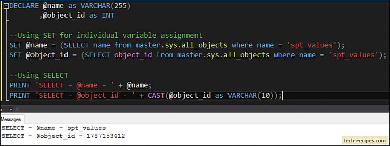 pl sql variable assignment select