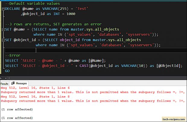 SELECT vs SET - SQL Server_7