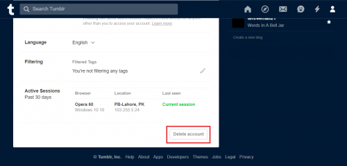 how to Delete your tumblr account tutorial step 4