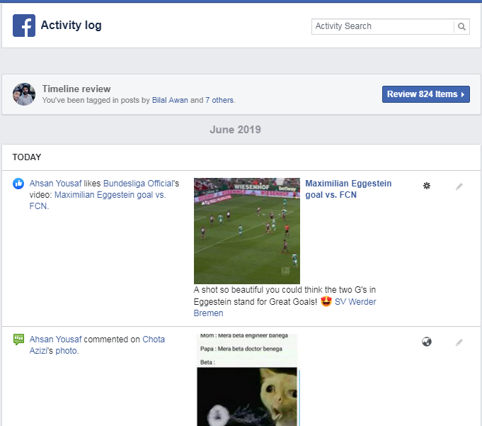 how to view your recent activity on facebook