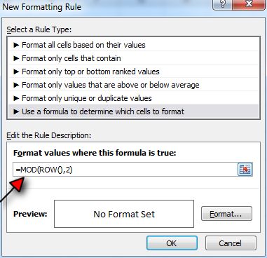 Shading Every other Row in Excel Tutorial Step 6