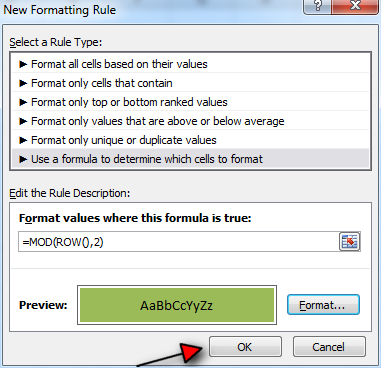 Shading Every other Row in Excel Tutorial Step 10