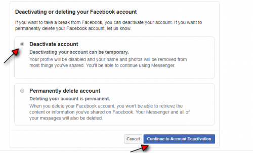 How to Deactivate Facebook your Account step 5