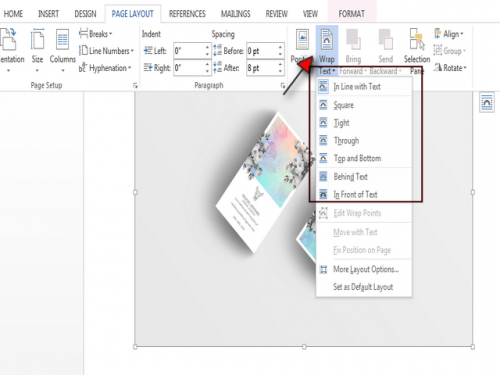 wrapping your text in word step 6