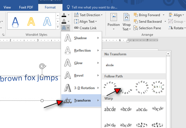 how to arch your text in word tutorial step 7