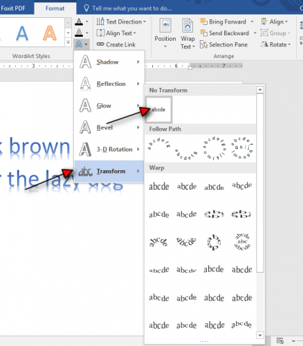 how to arch your text in word tutorial step 3